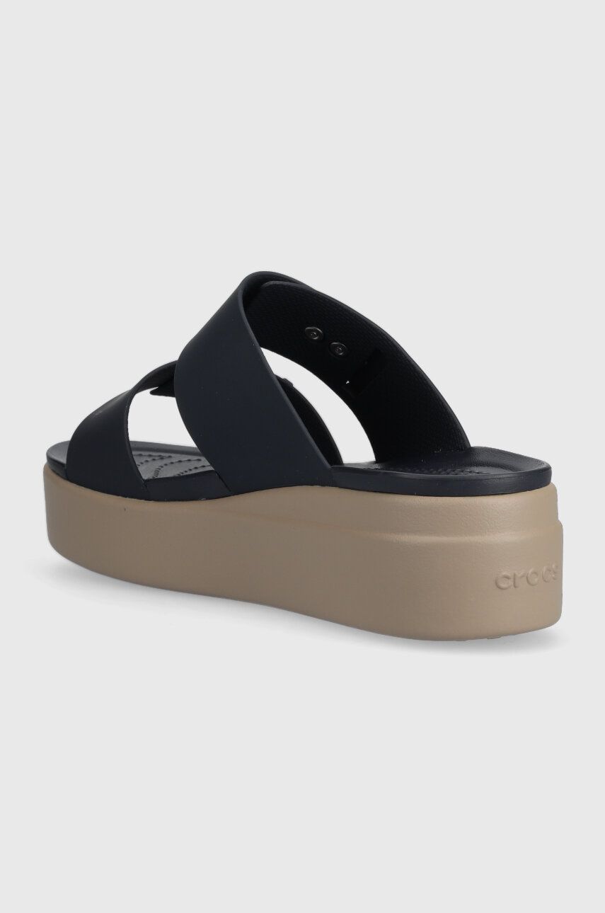 Crocs Papuci Brooklyn Low Wedge Sandal Femei, Culoarea Albastru Marin, Cu Platforma, 207431
