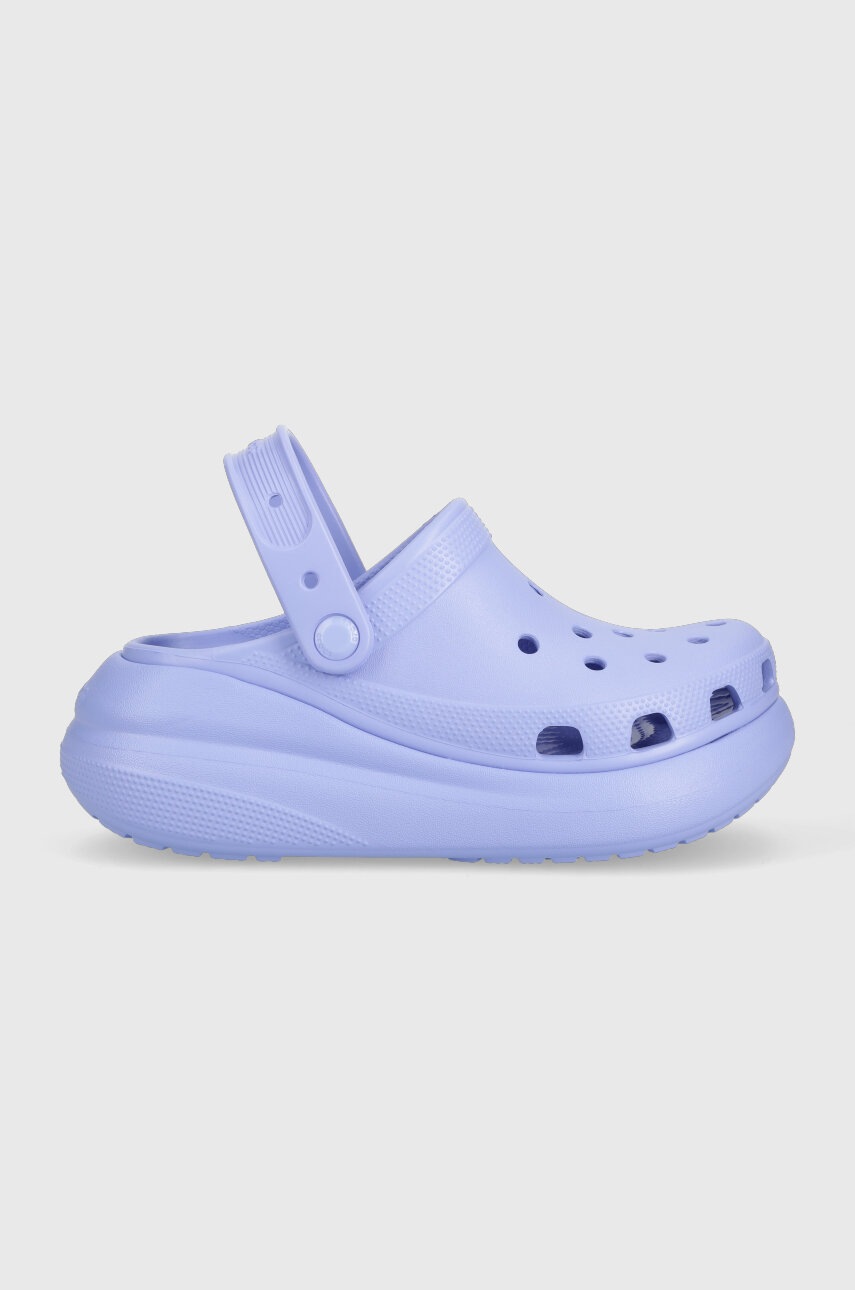 

Шльопанці Crocs Classic Crush Clog жіночі колір фіолетовий на платформі 207521