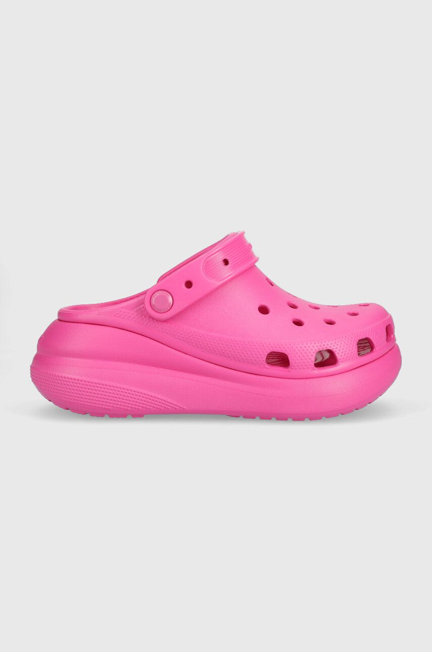 Crocs papuci Classic Crush Clog femei, culoarea roz, cu platforma, 207521 207521.6UB-6UB