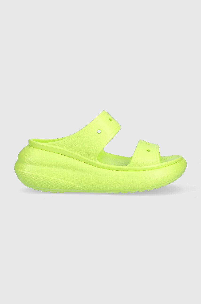 Crocs Papuci Classic Crush Sandal Femei, Culoarea Verde, Cu Platforma, 207670 207670.3uh-3uh