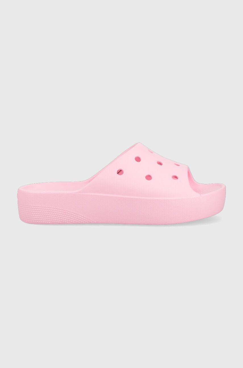 Pantofle Crocs Classic Platform Slide dámské, růžová barva, na platformě, 208180, 208180.6S0-6S0 - r
