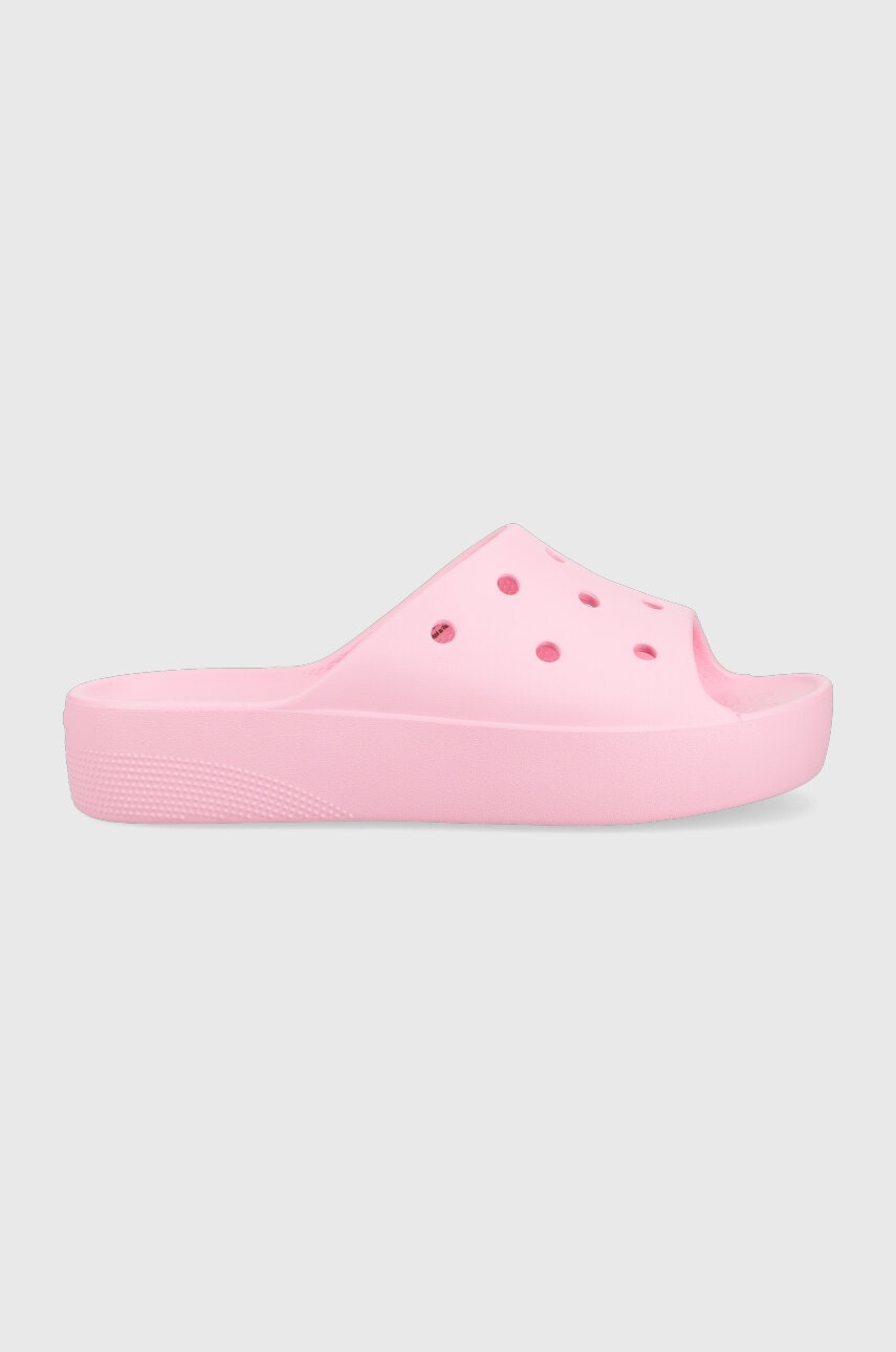 Crocs Papuci Classic Platform Slide Femei, Culoarea Roz, Cu Platforma, 208180 208180.6s0-6s0