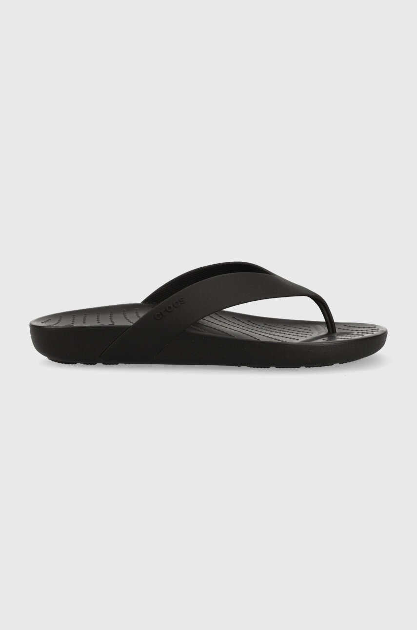 Crocs șlapi Splash Flip femei, culoarea negru, cu toc plat 208437