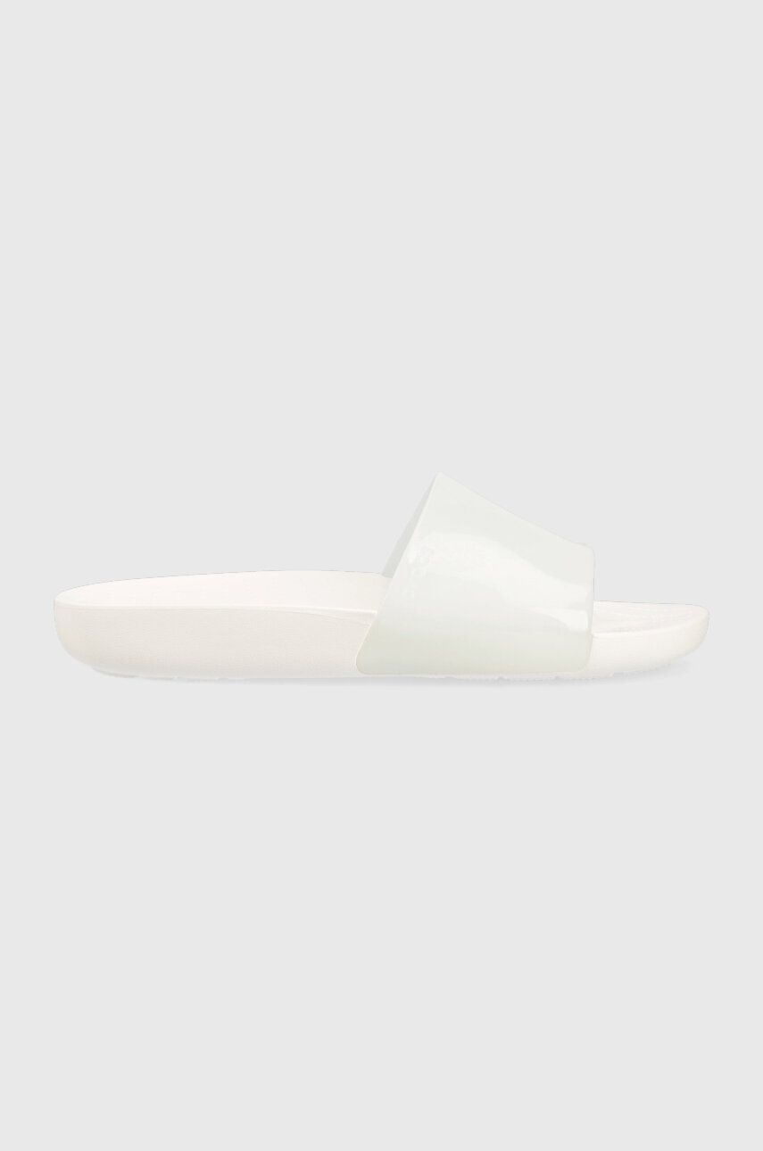 Crocs papuci Splash Glossy Slide femei, culoarea alb, 208538 208538