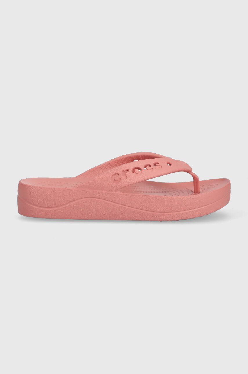 Levně Žabky Crocs Baya Platform Flip dámské, růžová barva, na platformě, 208395