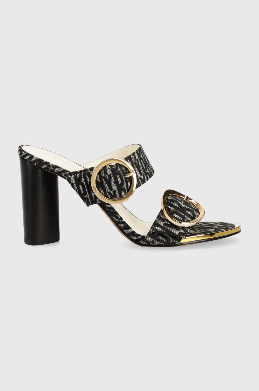 Pantofle Dkny STATEN dámské, černá barva, na podpatku, K1340142 - černá -  Svršek: Textilní mat