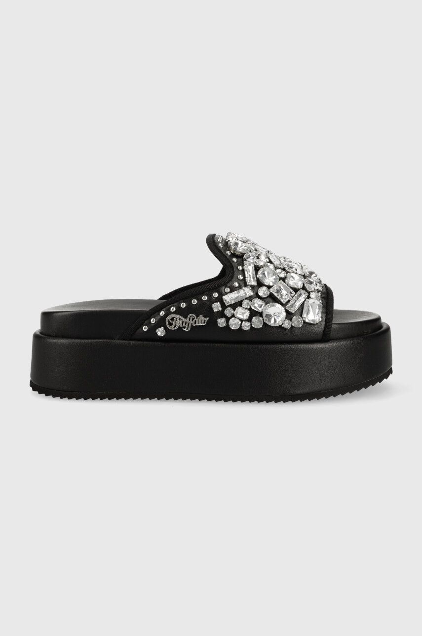Buffalo papuci Noa Glam Slide femei, culoarea negru, cu platforma, 1602147