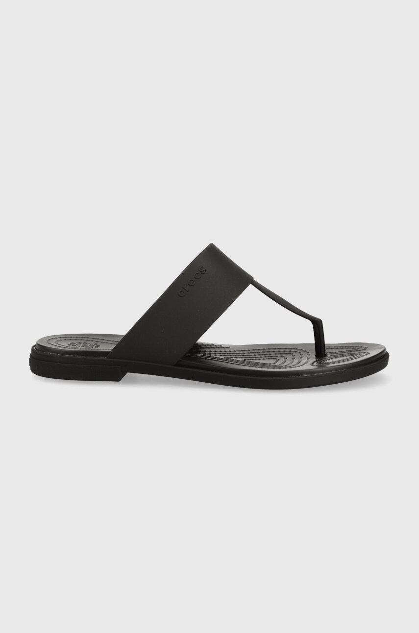 

В'єтнамки Crocs Tulum Flip жіночі колір чорний на плоскому ходу 206752
