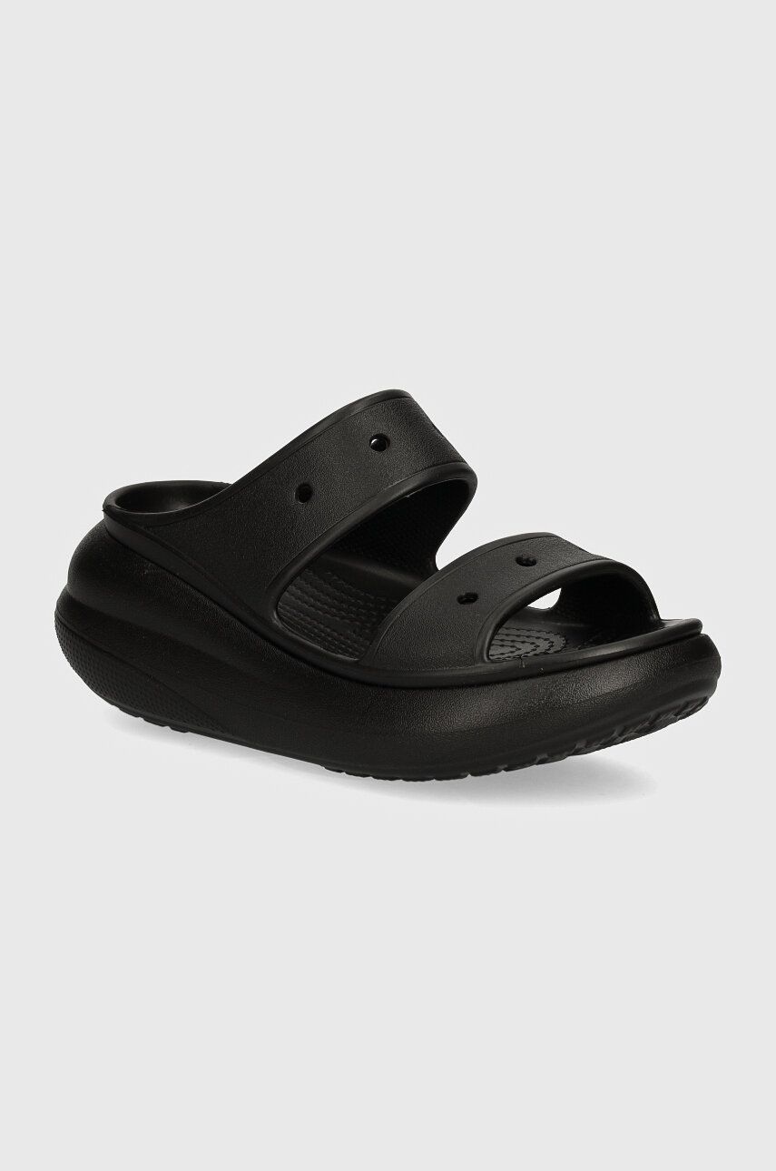 Crocs papuci Classic Crush Sandal femei, culoarea negru, cu platforma, 207670 207670.001-001