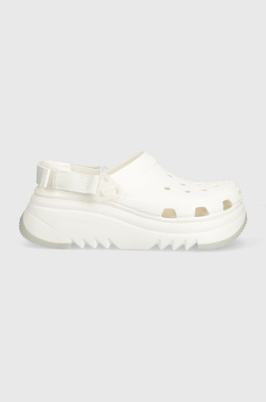 Crocs papuci Classic Hiker Xscape Clog femei, culoarea alb, cu platforma, 208365