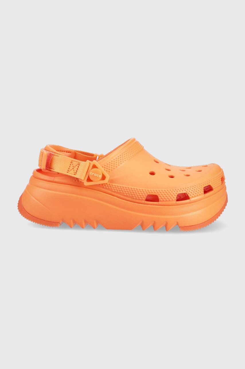 Crocs papuci Classic Hiker Xscape Clog femei, culoarea portocaliu, cu platforma, 208365