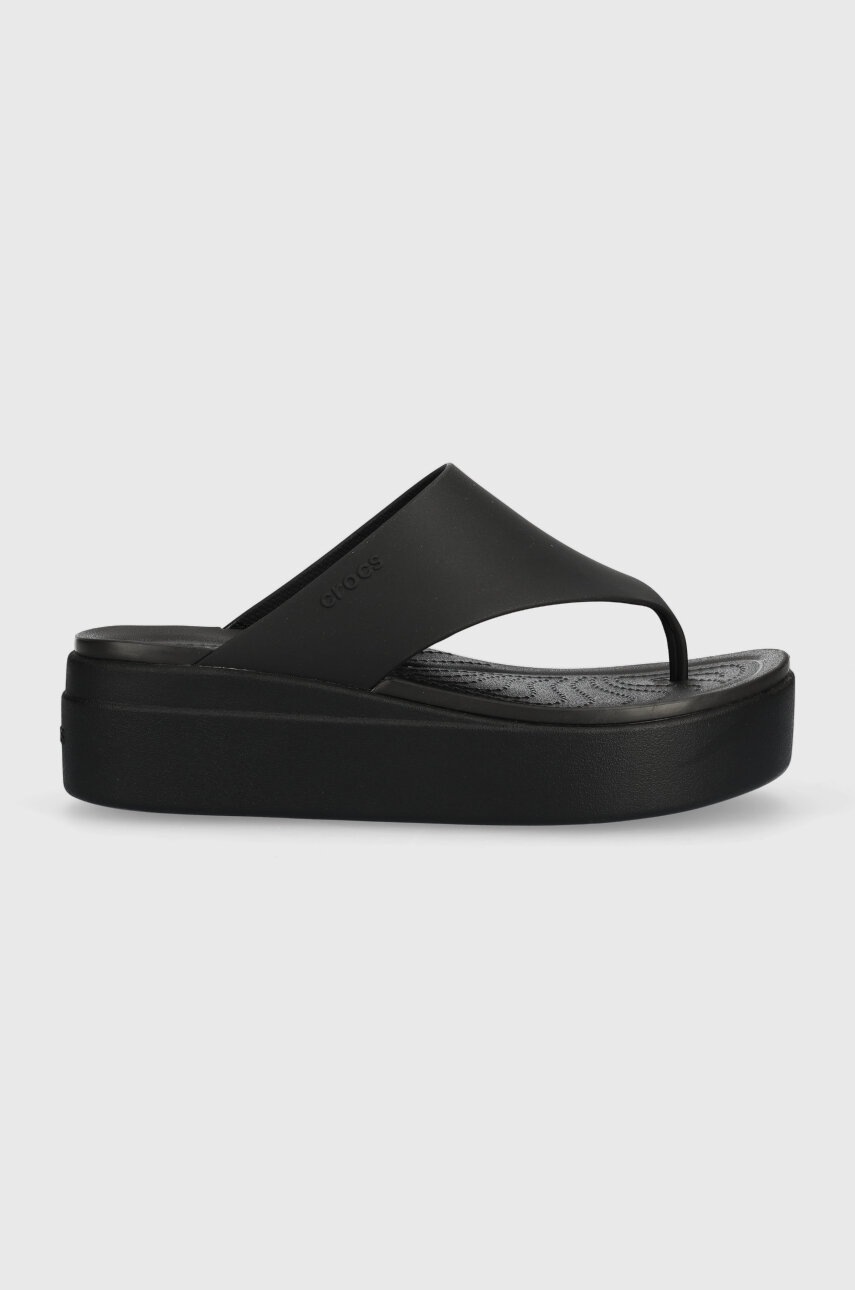 Crocs șlapi CrocsBrooklyn Flip femei, culoarea negru, cu platformă 208727