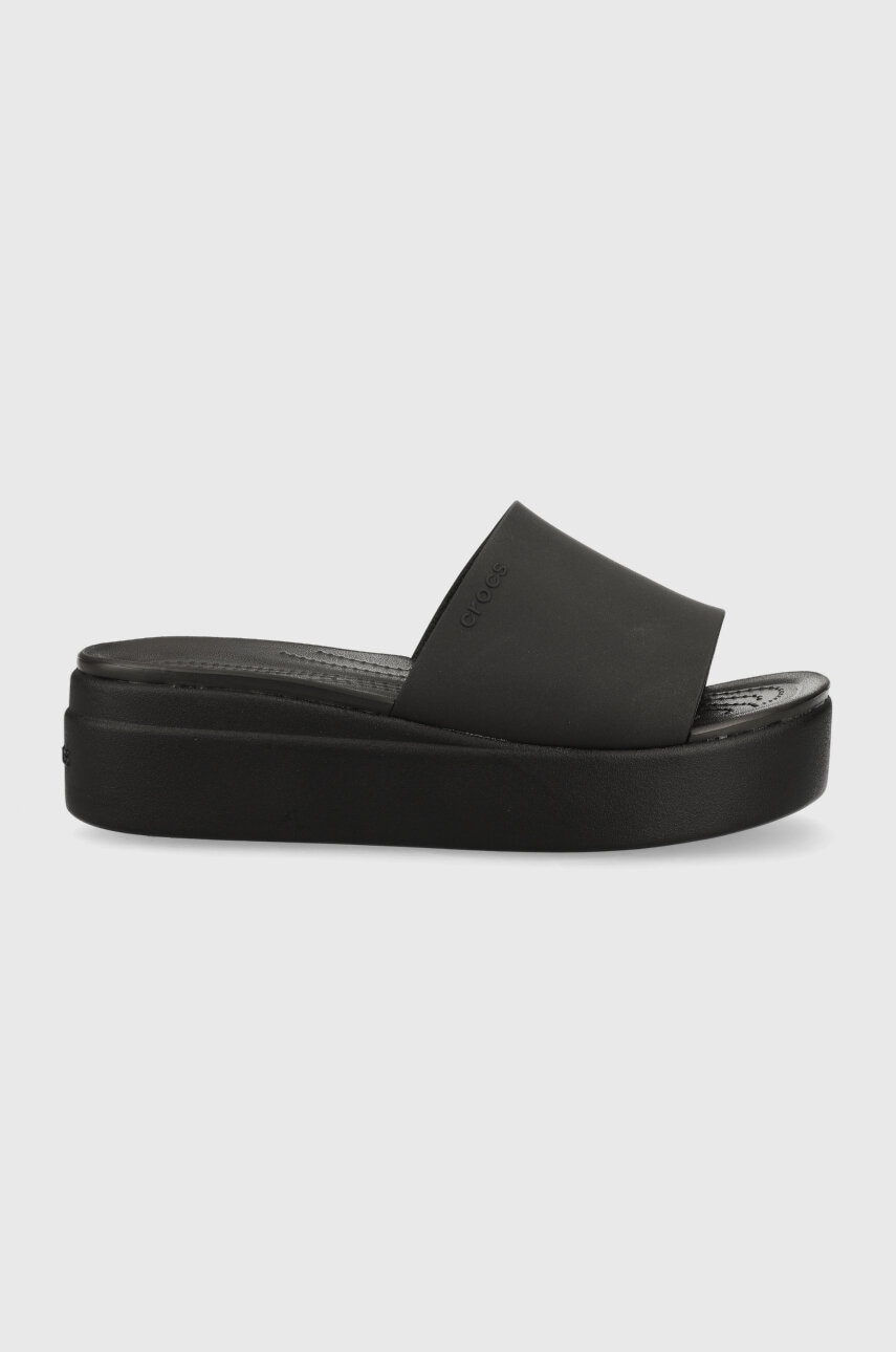 Crocs Papuci Brooklym Slide Femei, Culoarea Negru, Cu Platforma, 208728