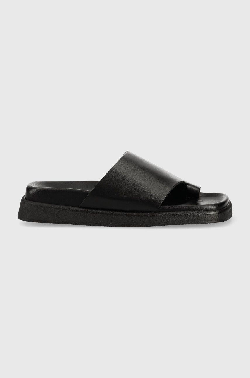 Alohas slapi de piele Toe Ring Flop femei, culoarea negru, S00174.25