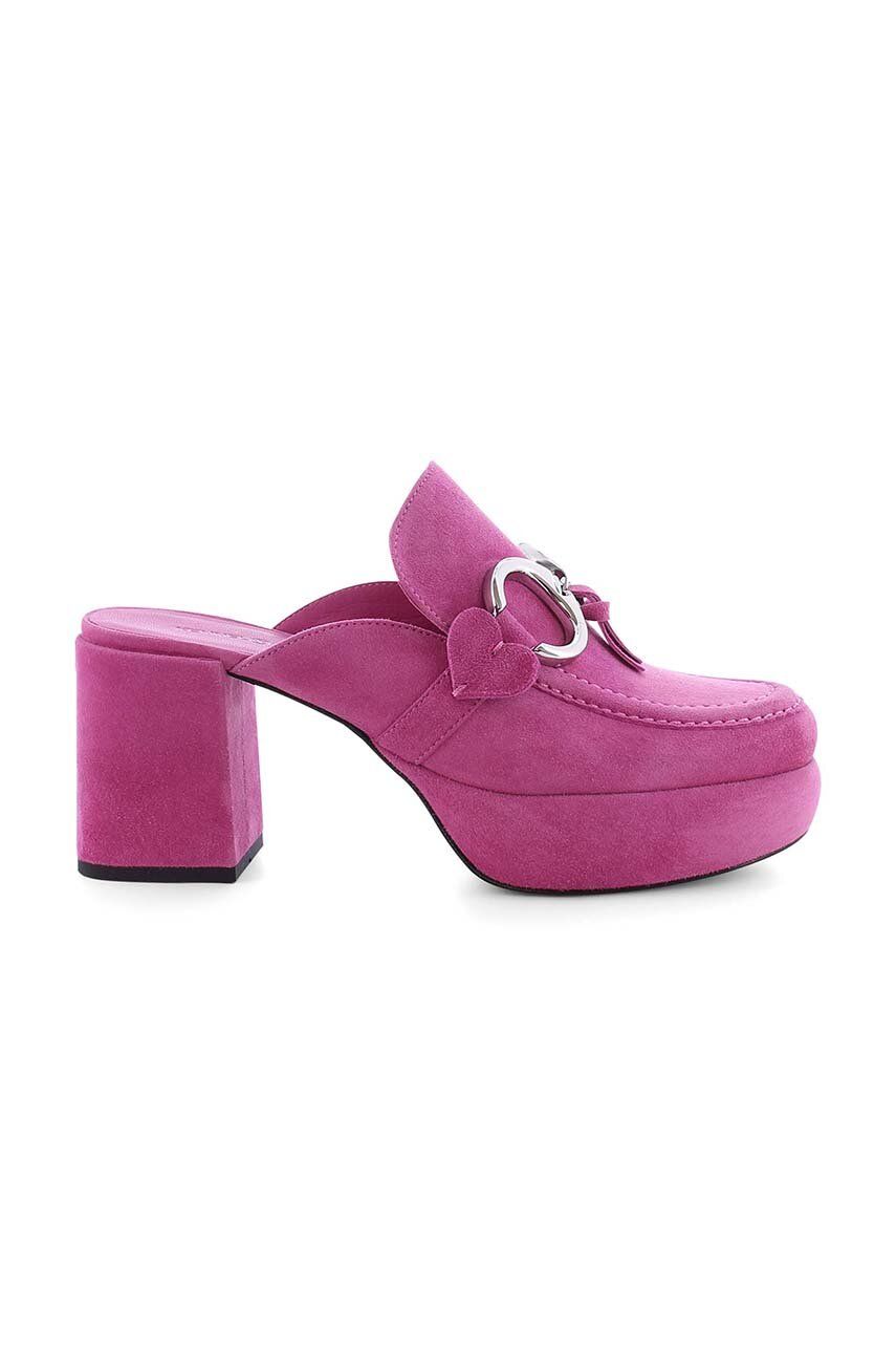 Kennel & Schmenger papuci din piele Ira femei, culoarea roz, cu toc drept, 91-44530 91-44530