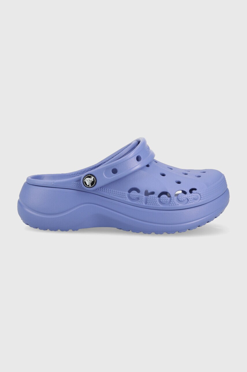 

Шльопанці Crocs Baya Platform Clog жіночі колір фіолетовий на платформі 208186