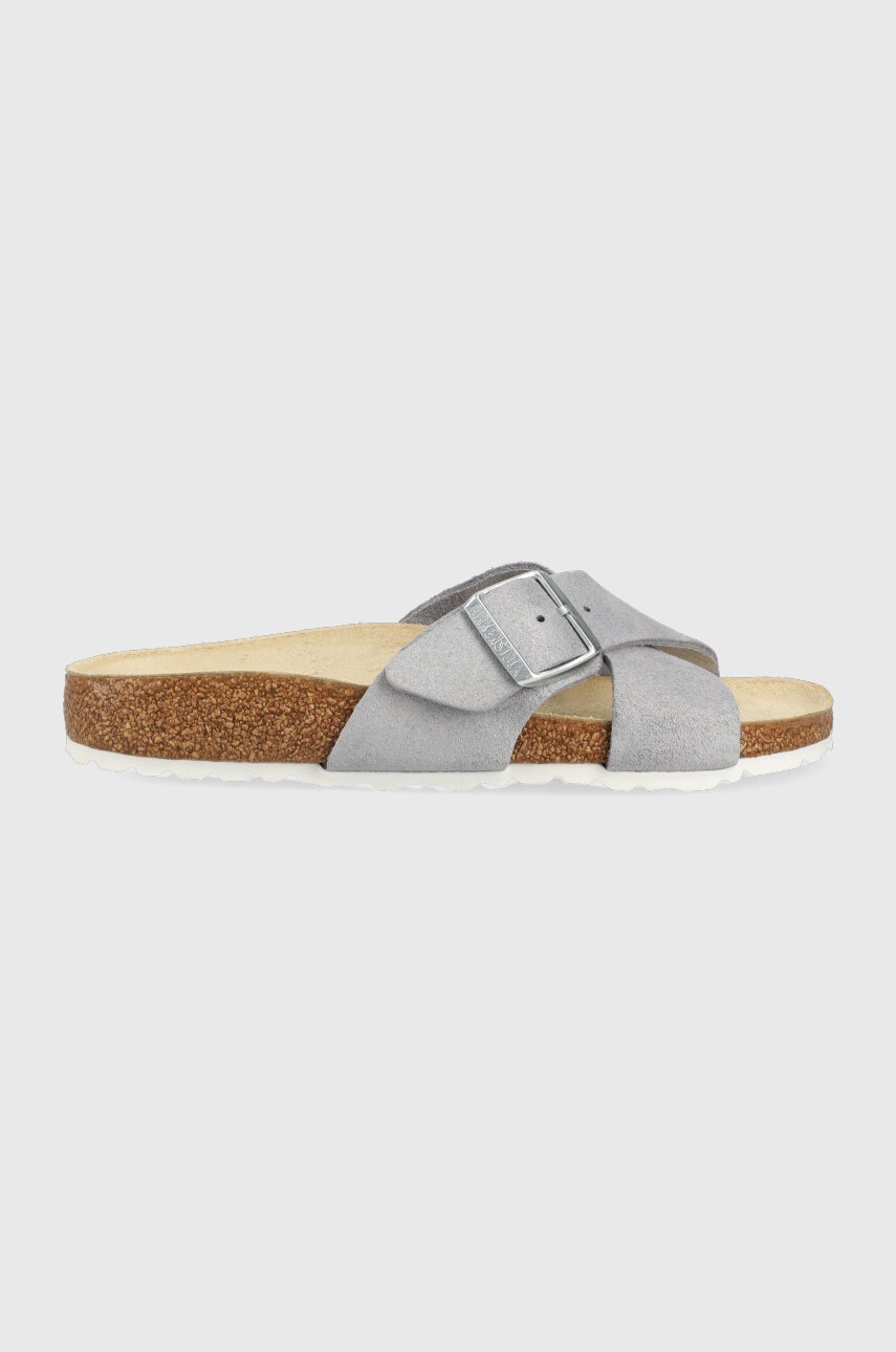 

Замшевые шлепанцы Birkenstock Siena женские цвет серебрянный 1024212