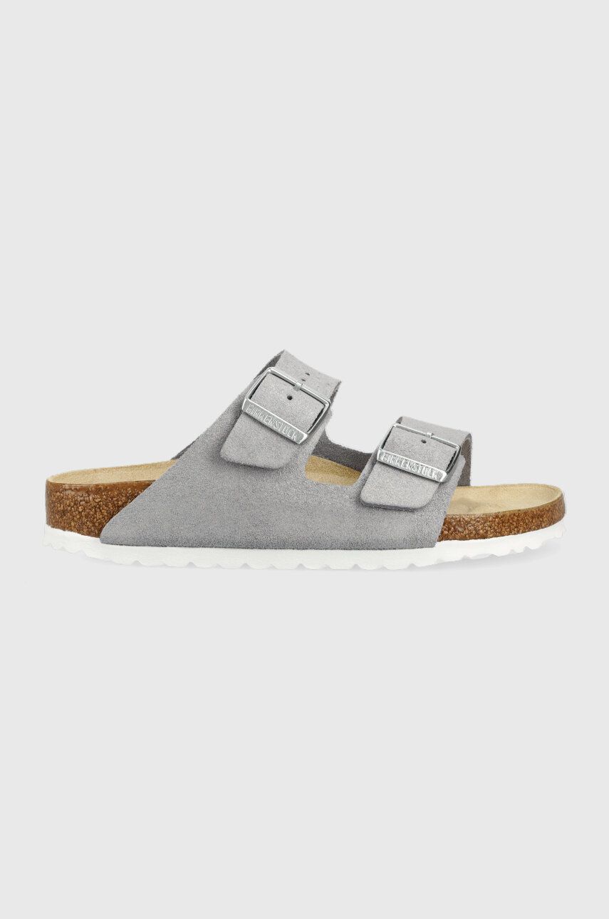 

Замшеві шльопанці Birkenstock Arizona BS жіночі колір срібний 1024248