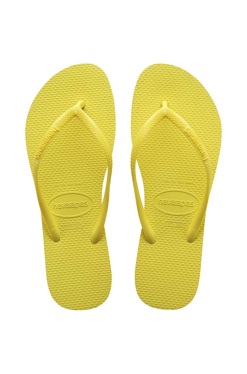 Havaianas Slapi Slim Femei, Culoarea Galben, Cu Toc Plat, 4000030.1732