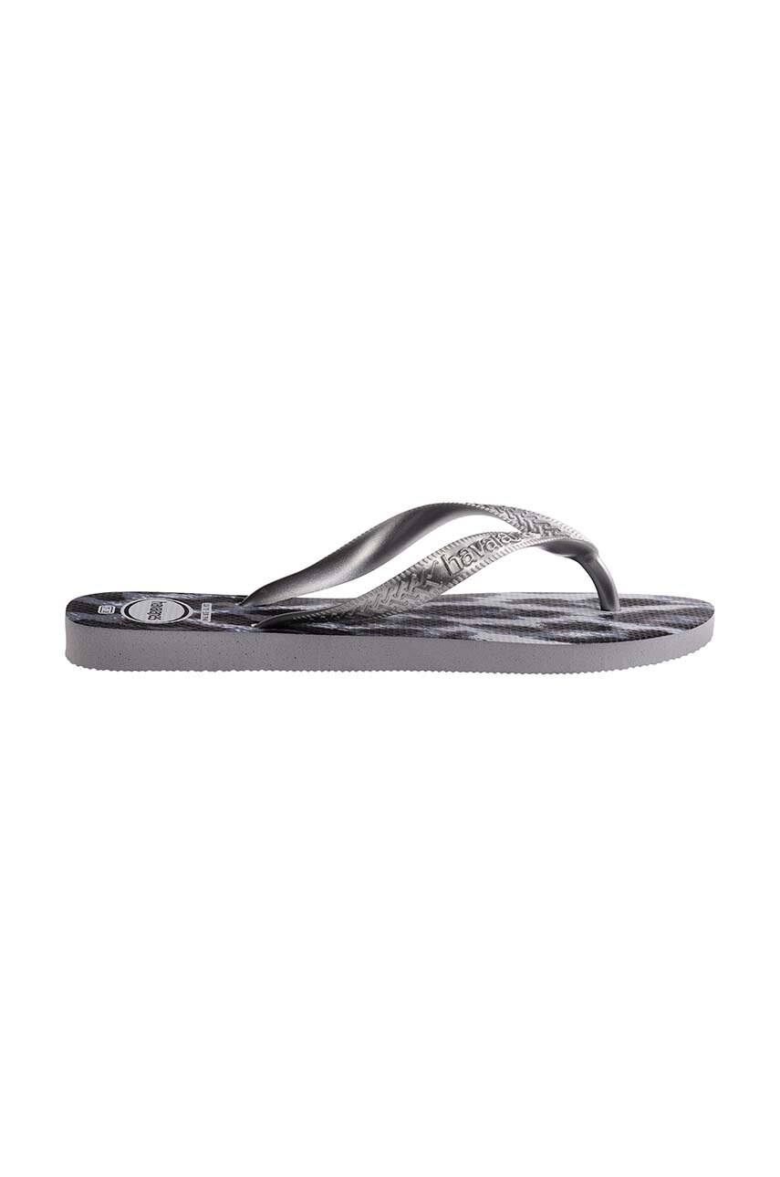 Havaianas Slapi TOP ANIMALS Femei, Culoarea Gri, Cu Toc Plat, 4132920.3499