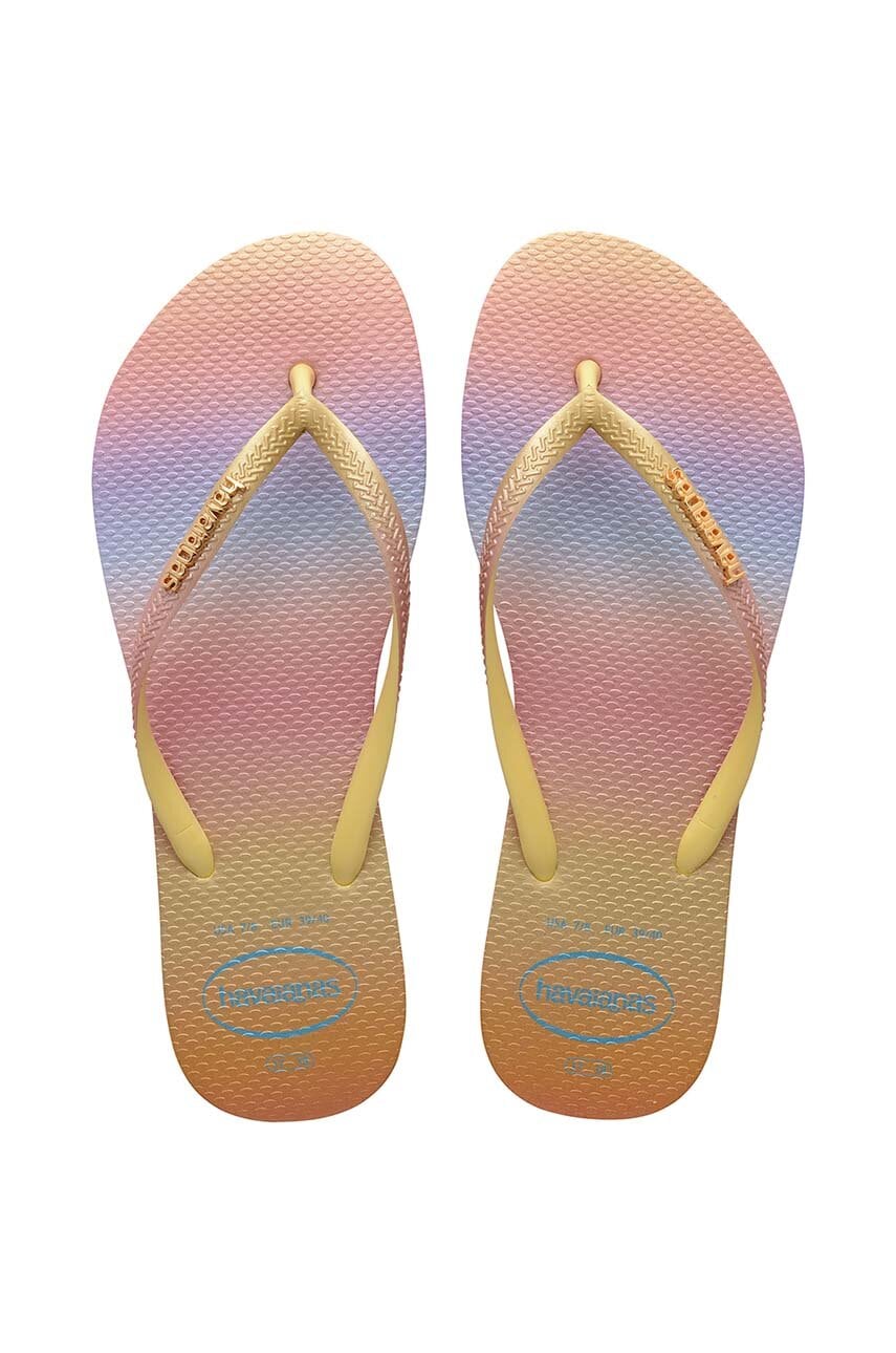 Havaianas Slapi Slim Gradient Femei, Culoarea Galben, Cu Toc Plat, 4146908.1732