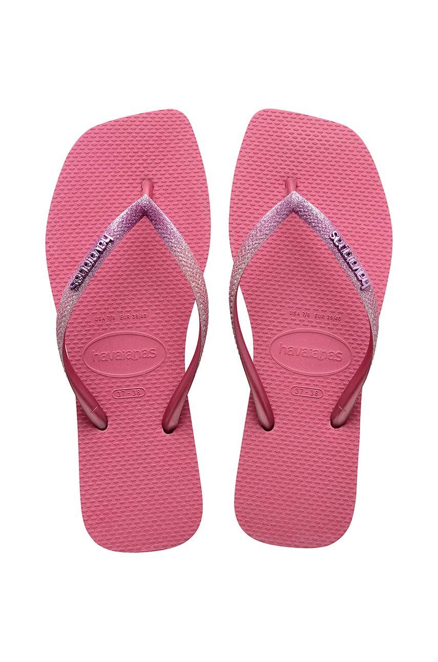 E-shop Žabky Havaianas SQUARE GLITTER dámské, růžová barva, na plochém podpatku, 4148102.1750