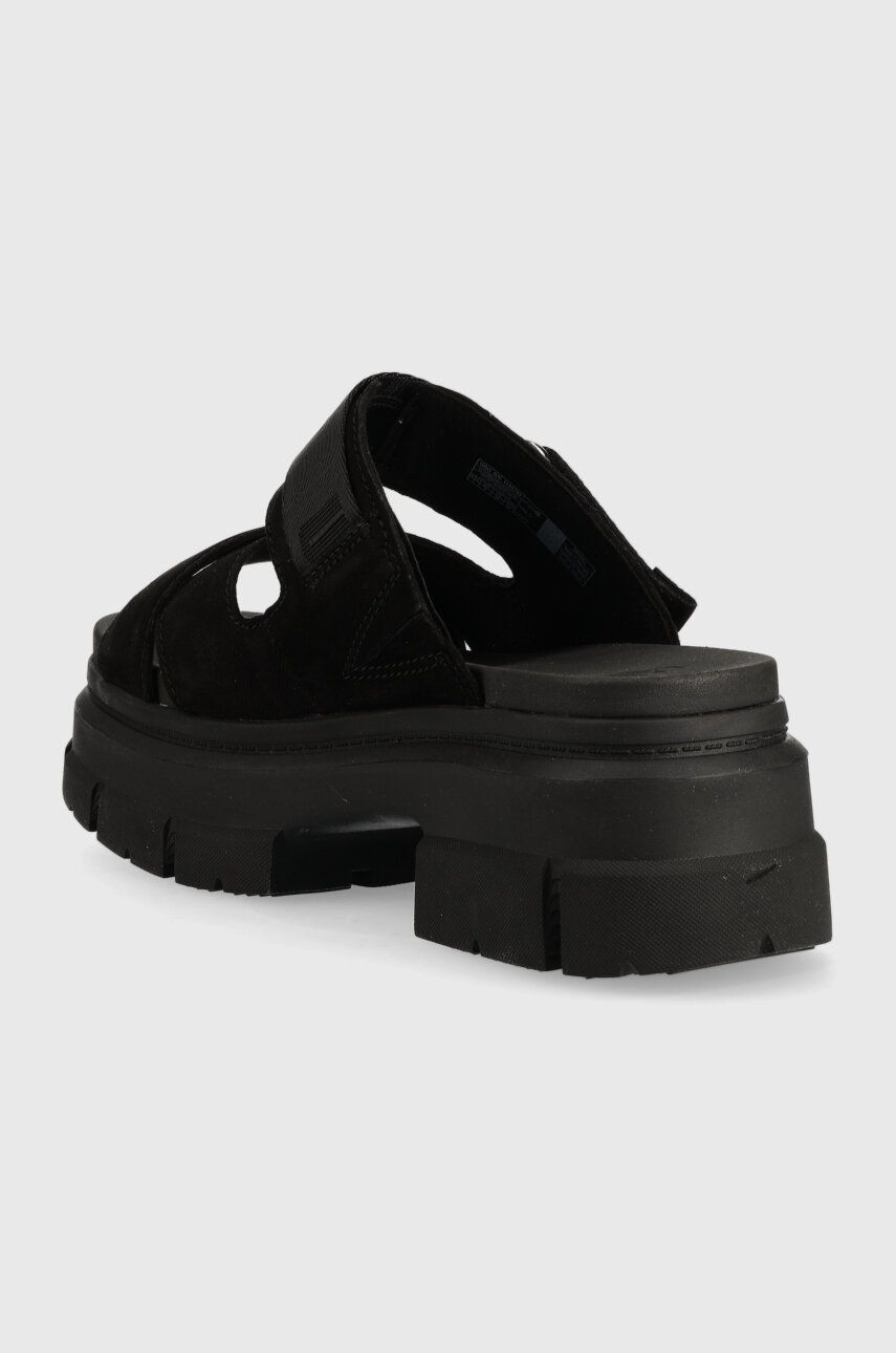 UGG Papuci Din Piele Ashton Slide Femei, Culoarea Negru, Cu Platforma, 1136765