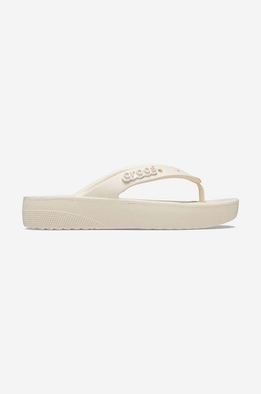 Crocs șlapi Classic Platform Flip femei, culoarea bej, cu platforma 207714.BONE-Cream