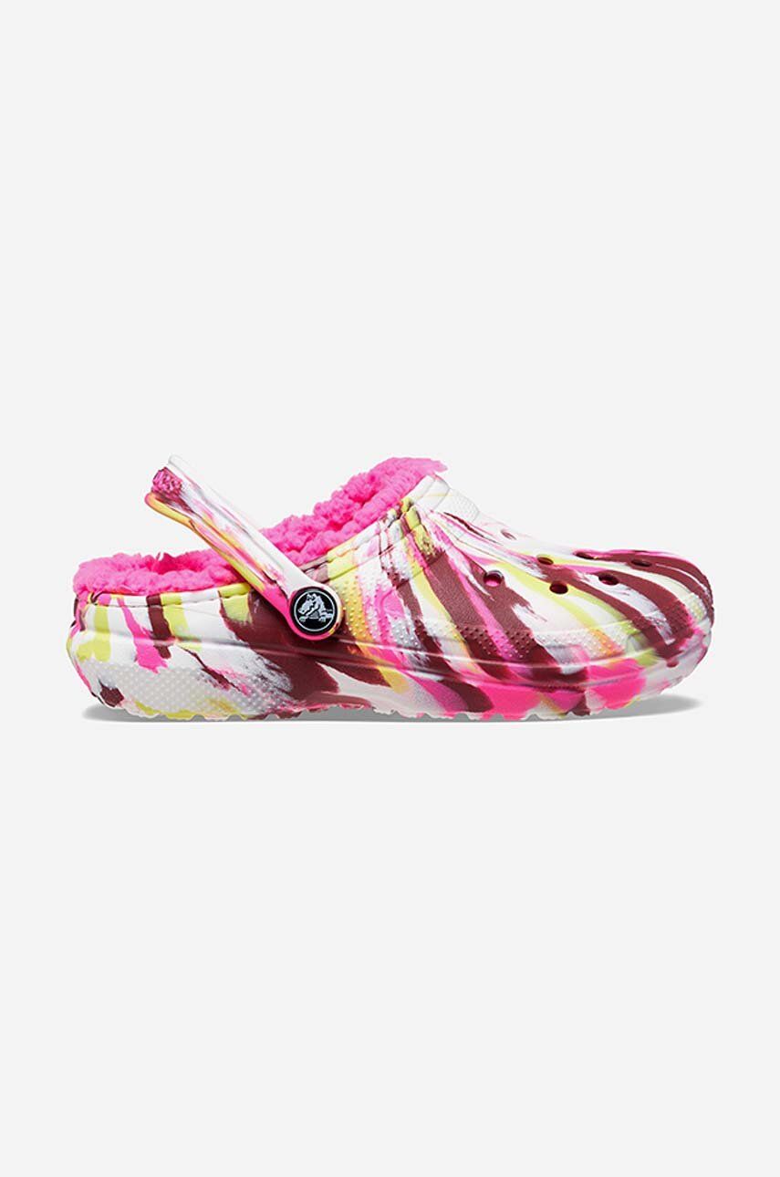 Crocs papuci Lined Marbled Clog femei 207773.ELECTRIC-Pink