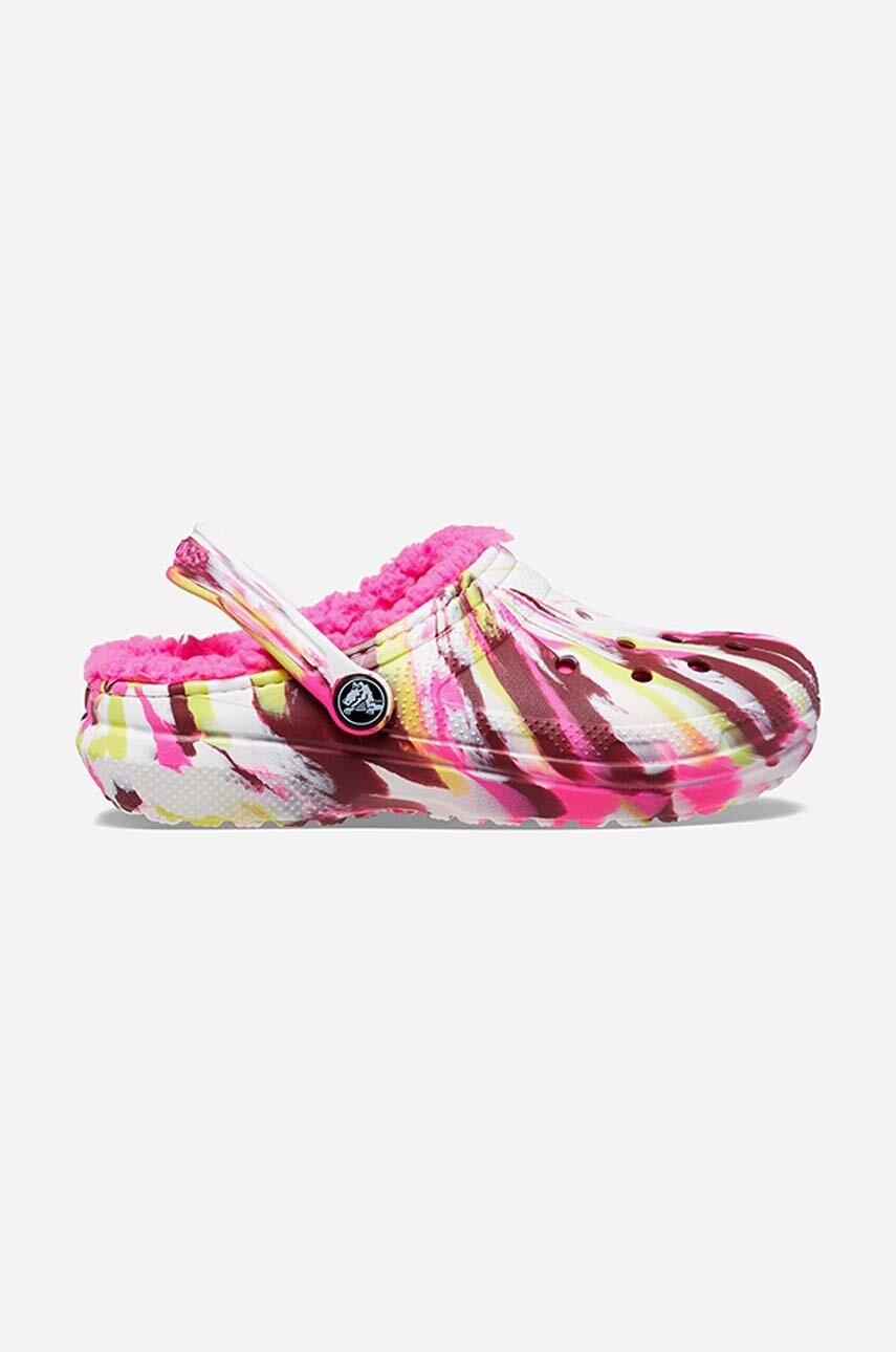 Levně Pantofle Crocs Lined Marbled Clog dámské, 207773.ELECTRIC-Pink