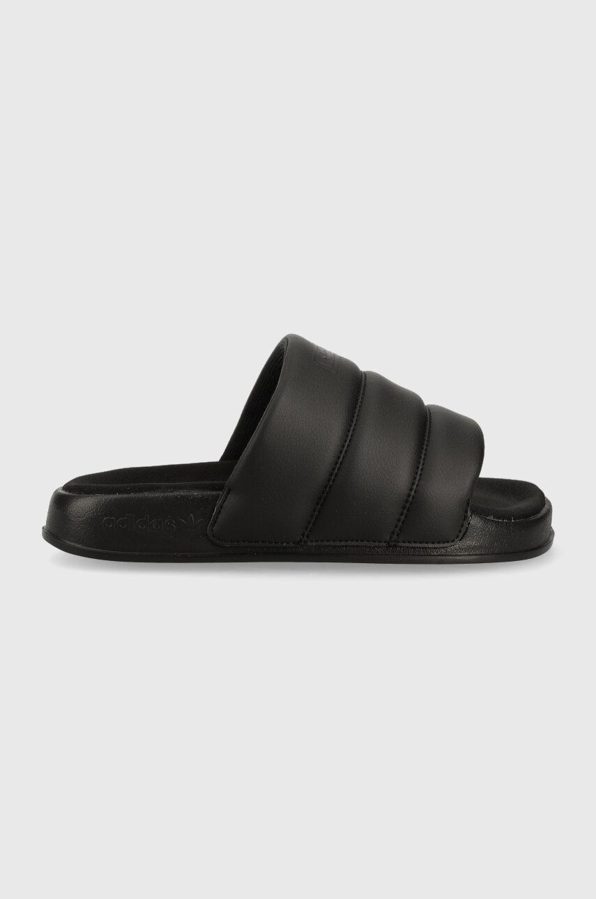 Pantofle adidas Originals Adilette Essential Slide dámské, černá barva, na platformě, IE9641 - černá