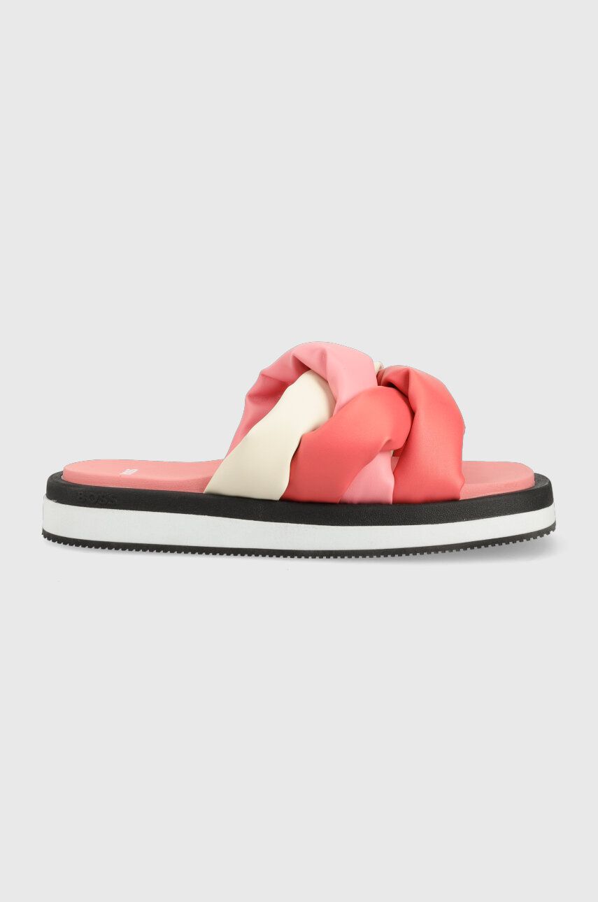 Pantofle BOSS Allie Braid dámské, růžová barva, 50493084 - růžová -  Svršek: Umělá hmota V