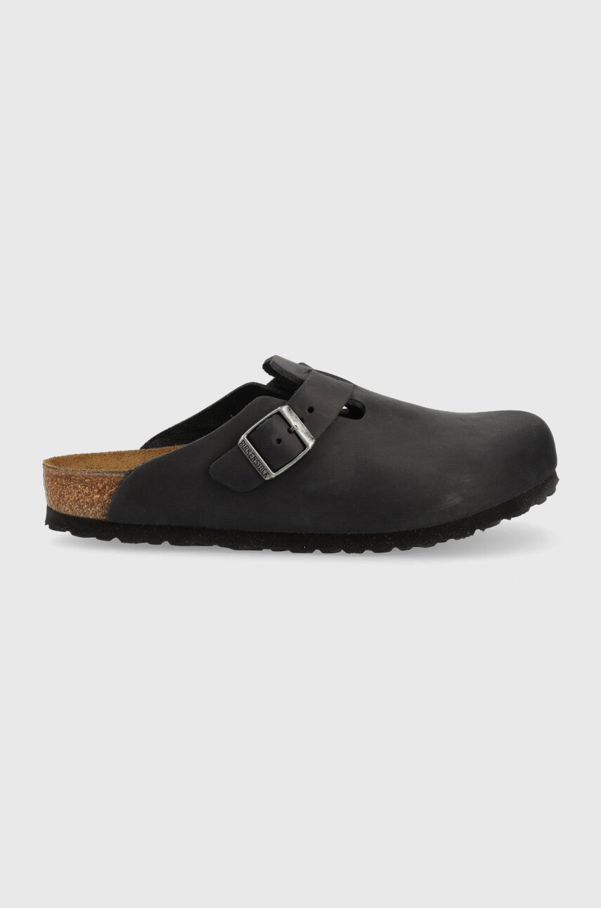 

Кожаные шлепанцы Birkenstock женские цвет чёрный