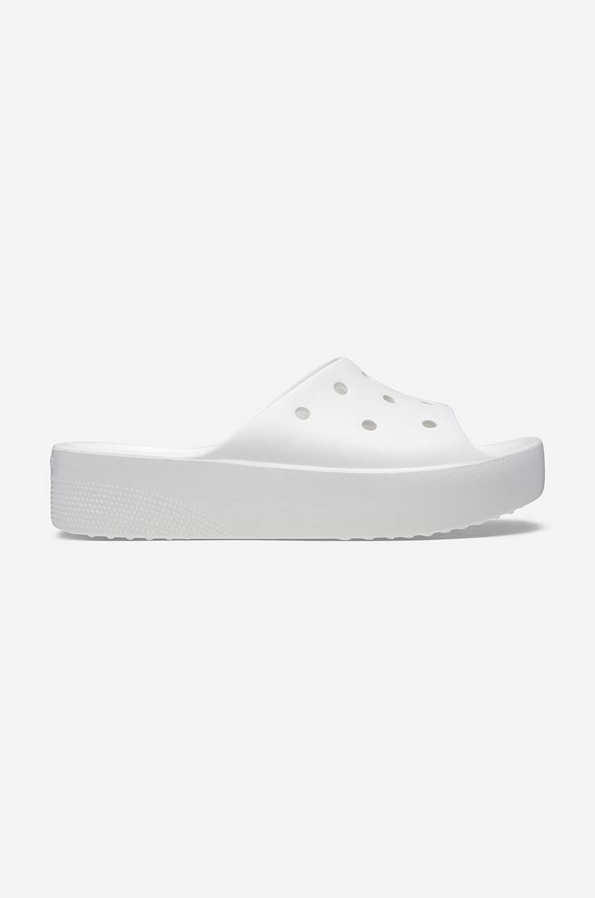 Crocs papuci Classic Platform 208180 femei, culoarea alb, cu platforma 208180.WHITE-WHITE