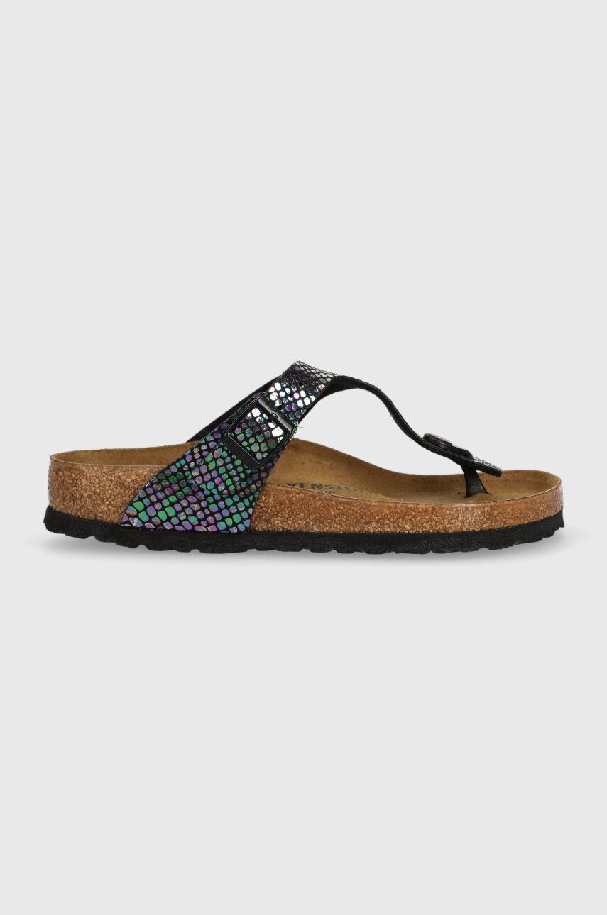 Birkenstock papuci Gizeh Snake femei, culoarea negru, cu toc plat 1025852.Black-Black