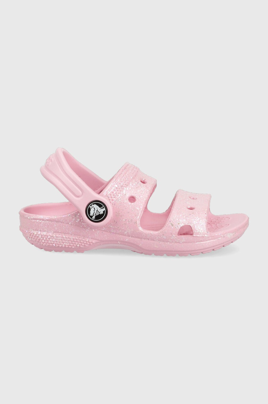 Otroški natikači Crocs CROCS CLASSIC GLITTER SANDAL roza barva