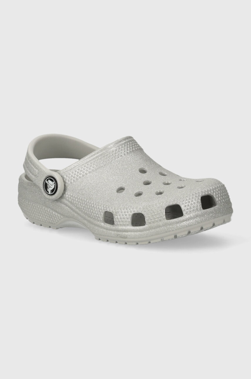 Crocs slapi copii CLASSIC GLITTER CLOG culoarea gri