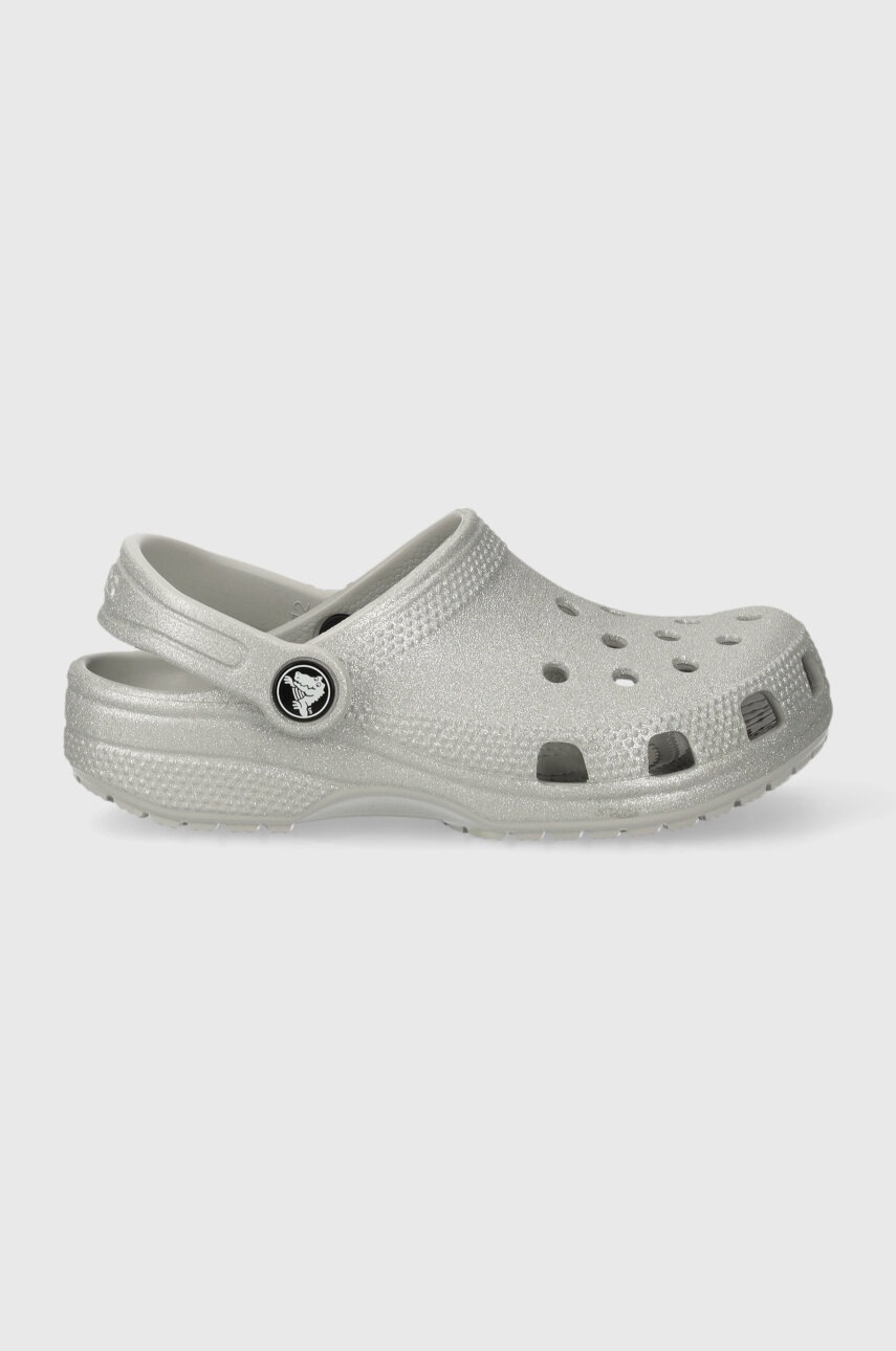 Дитячі шльопанці Crocs CLASSIC GLITTER CLOG колір сірий