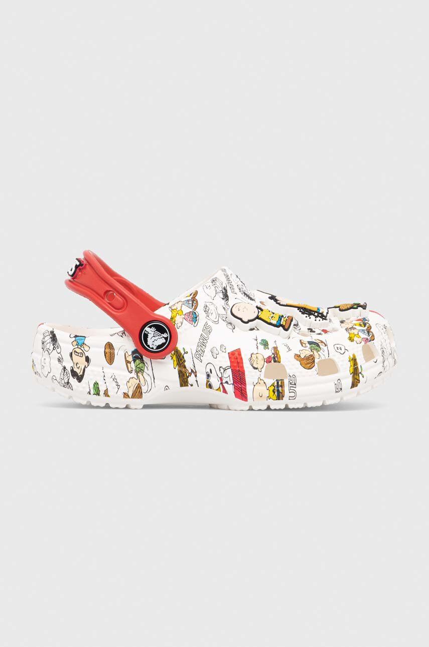Dětské pantofle Crocs PEANUTS CLASSIC CLOG bílá barva - bílá -  Svršek: Umělá hmota Vnitře
