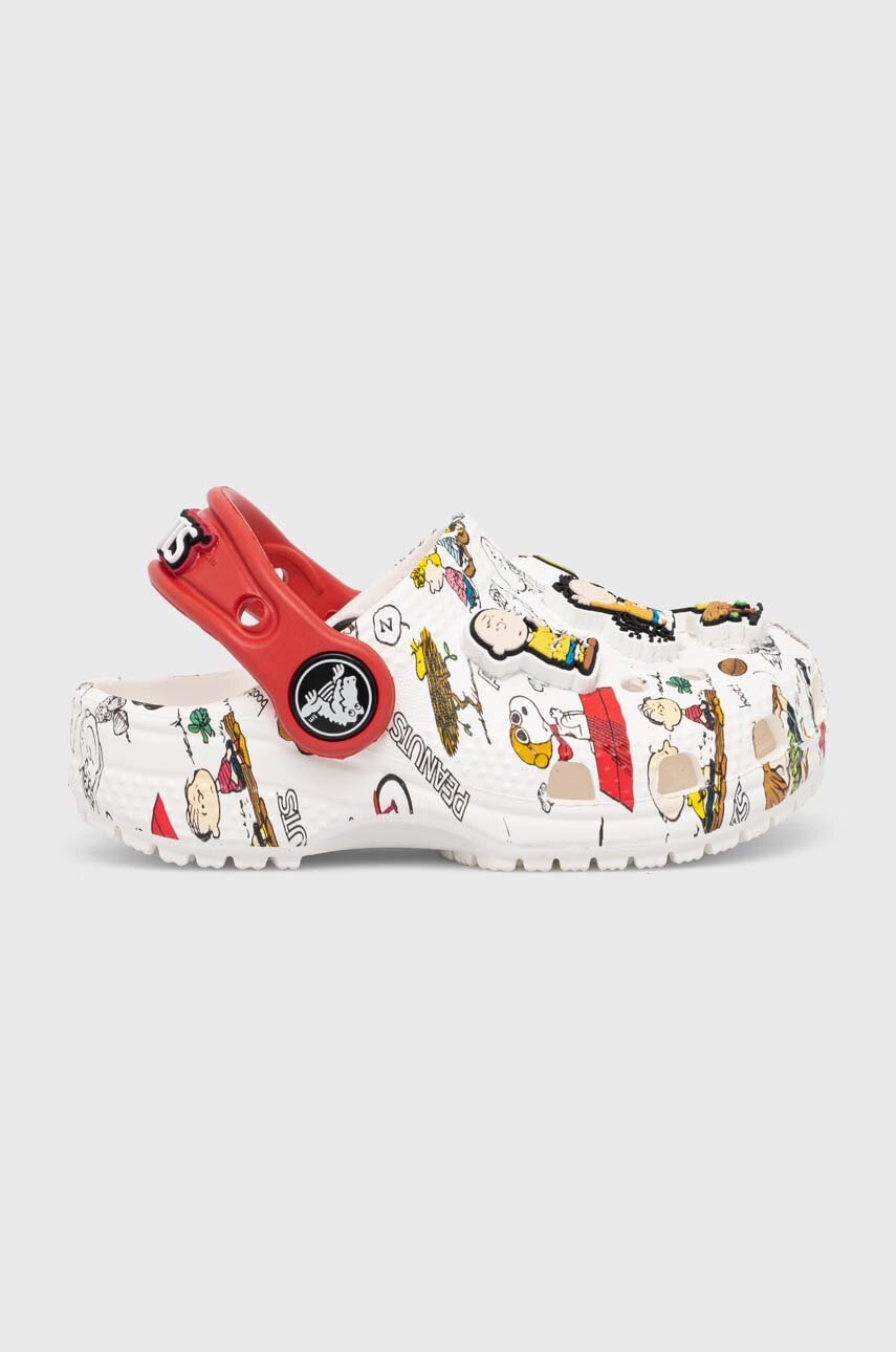 

Дитячі шльопанці Crocs PEANUTS CLASSIC CLOG колір білий