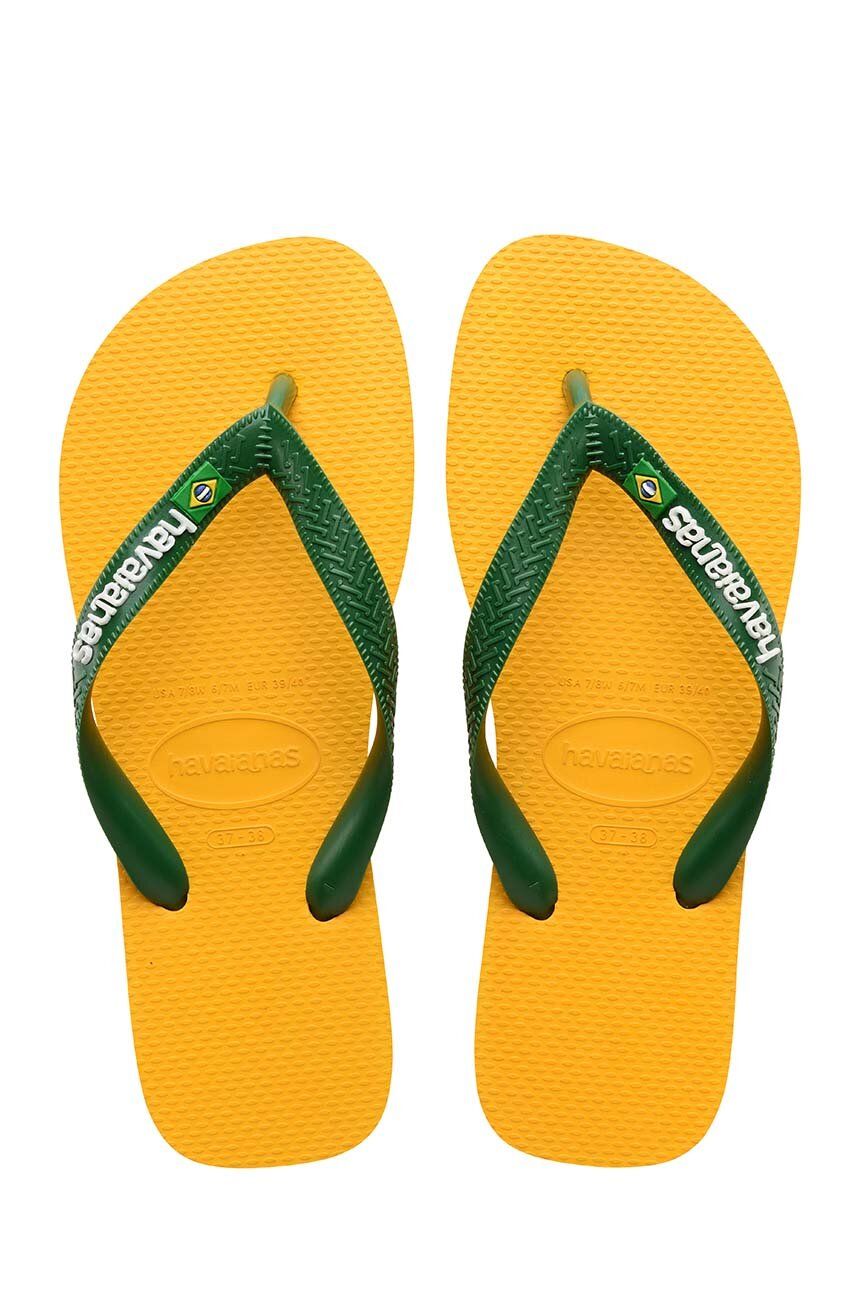 Dětské žabky Havaianas BRASIL LOGO žlutá barva