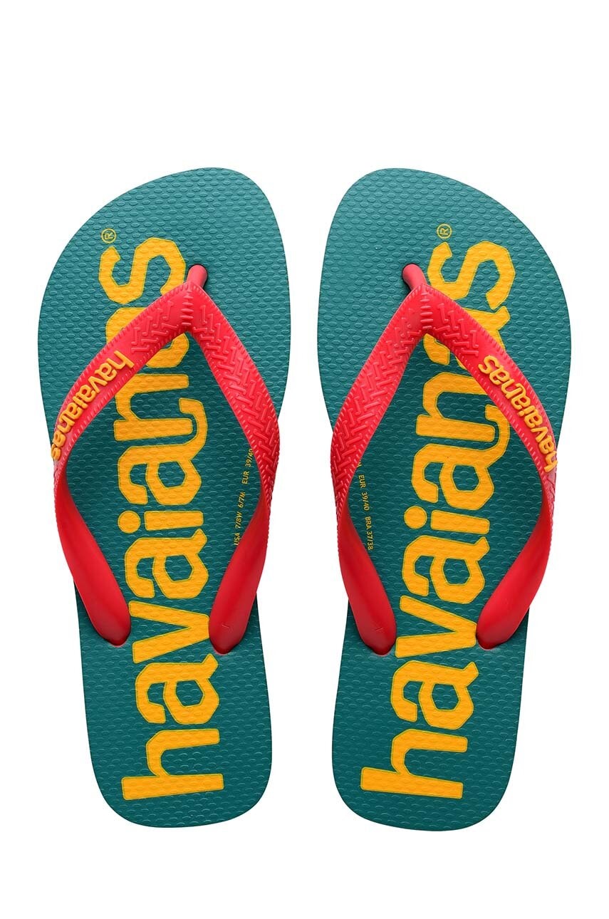 Dětské žabky Havaianas LOGOMANIA tyrkysová barva - tyrkysová -  Svršek: Umělá hmota Vnitře