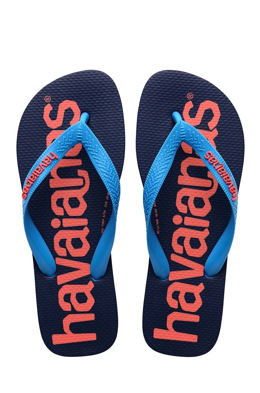 Levně Dětské žabky Havaianas LOGOMANIA tmavomodrá barva