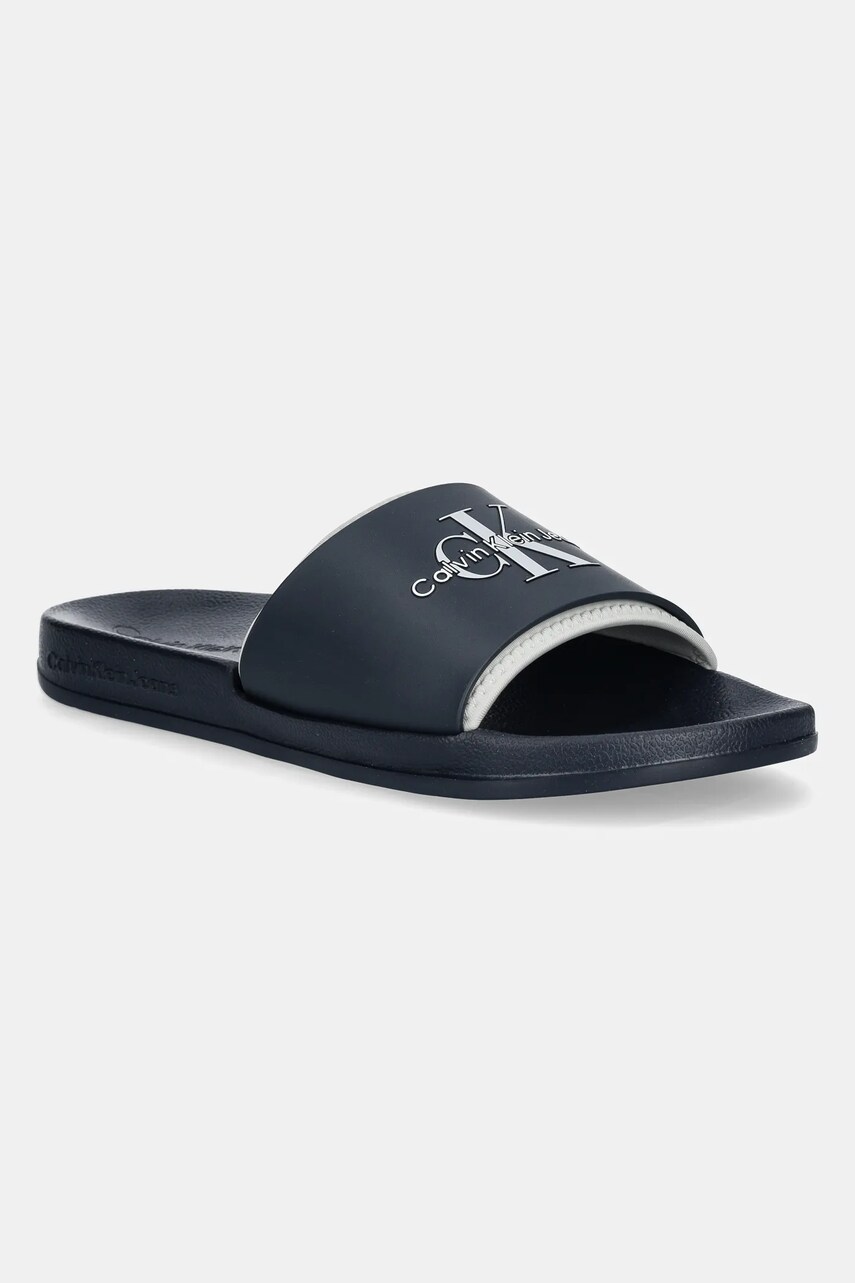 Levně Pantofle Calvin Klein Jeans SLIDE MONOGRAM TPU pánské, tmavomodrá barva