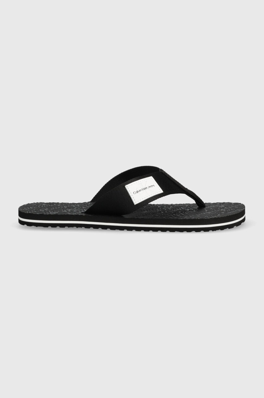

Джапанки Calvin Klein Jeans BEACH SANDAL WOVEN PATCH в черно, Черен