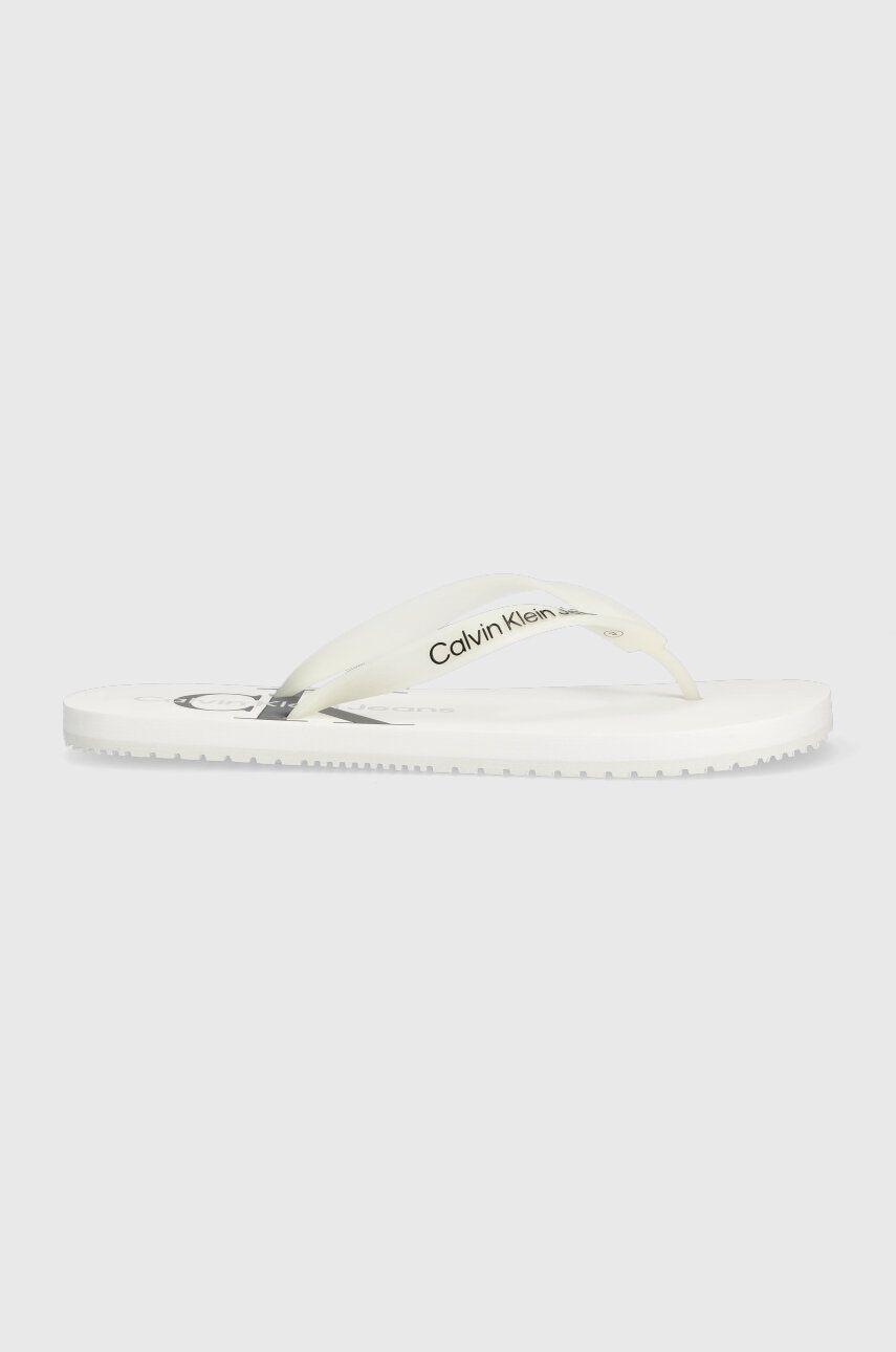 Žabky Calvin Klein Jeans BEACH SANDAL MONOGRAM TPU pánské, bílá barva - bílá -  Svršek: Umělá h