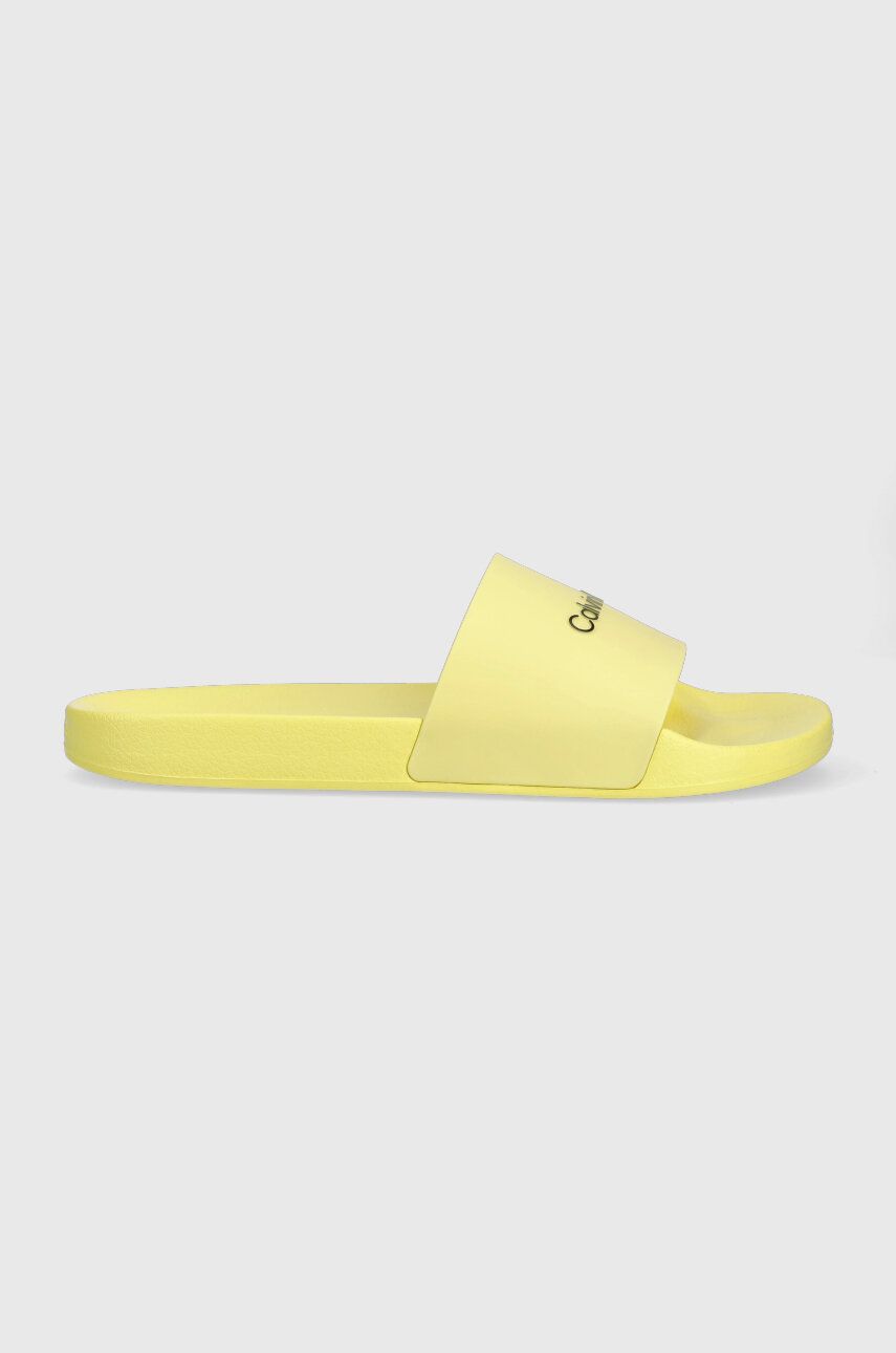 Pantofle Calvin Klein POOL SLIDE RUBBER pánské, žlutá barva, HM0HM00455 - žlutá -  Svršek: Uměl