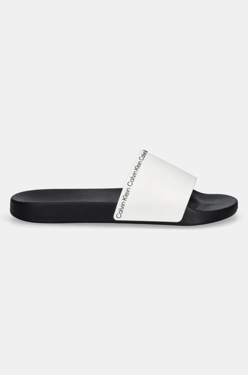 Шлепанцы Calvin Klein POOL SLIDE RUBBER мужские цвет белый HM0HM00981 Шлепанцы Calvin Klein POOL SLIDE RUBBER мужские цвет белый HM0HM00981