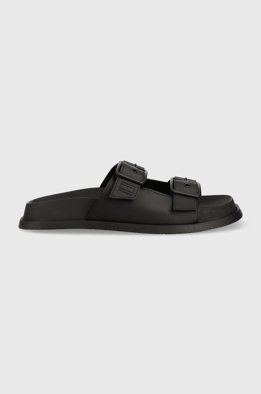 Levně Pantofle Tommy Jeans SANDAL pánské, černá barva, EM0EM01148