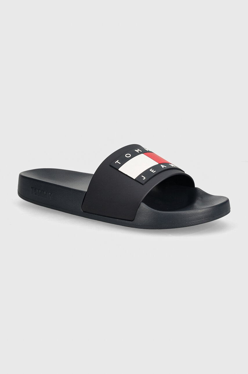 Tommy Jeans papuci POOL SLIDE ESS barbati, culoarea albastru marin, EM0EM01191 Tommy Jeans papuci POOL SLIDE ESS barbati, culoarea albastru marin, EM0EM01191